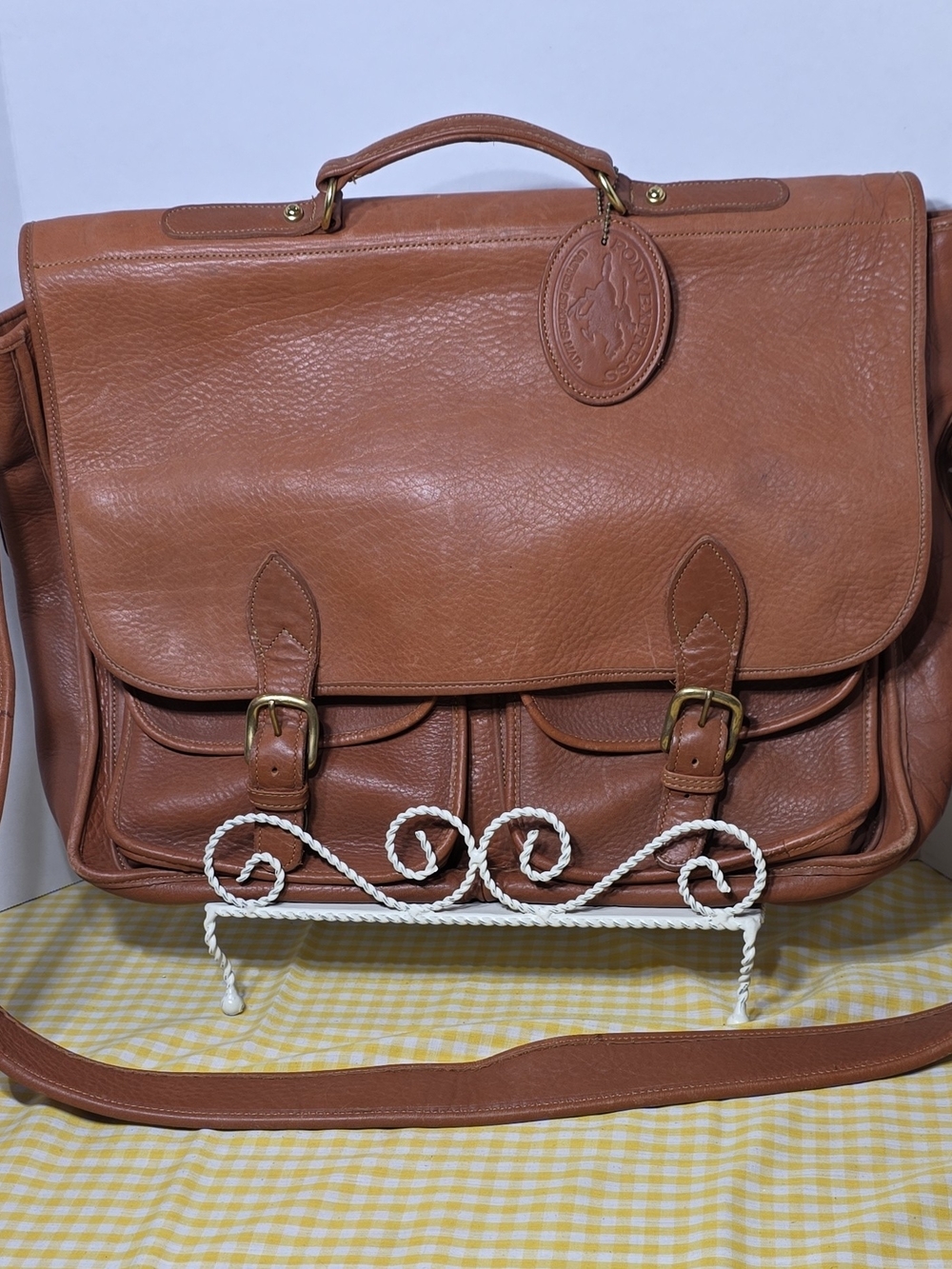 Pony Express Messenger Bag Leather Brown Buckle Flap Adjustable Strap Pockets